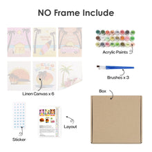 Laden Sie das Bild in den Galerie-Viewer, Mini Malen nach Zahlen 15x20cm (6 Stück) - Sommer-Strand-Poster