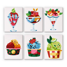 Laden Sie das Bild in den Galerie-Viewer, Malen nach Zahlen – 6-Leinwand-Set | Eiscreme-Sundaes Figured'Art