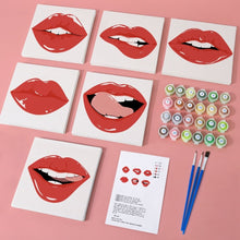Laden Sie das Bild in den Galerie-Viewer, Mini Malen nach Zahlen 15x15cm (6 Stück) - Rote Lippen