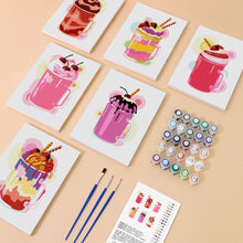 Laden Sie das Bild in den Galerie-Viewer, Mini Malen nach Zahlen 15x20cm (6 Stück) - Milchshakes
