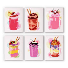 Laden Sie das Bild in den Galerie-Viewer, Malen nach Zahlen – 6-Leinwand-Set | Bunte Milchshakes Figured'Art