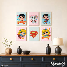 Laden Sie das Bild in den Galerie-Viewer, Mini Serie Malen nach Zahlen 15x20 cm (6 Stück) - Superman und Supergirl