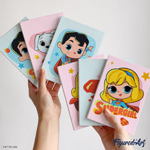 Laden Sie das Bild in den Galerie-Viewer, Mini Serie Malen nach Zahlen 15x20 cm (6 Stück) - Superman und Supergirl