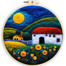 Laden Sie das Bild in den Galerie-Viewer, Nadelfilzen Needle Felting - Häuser auf einem Feld