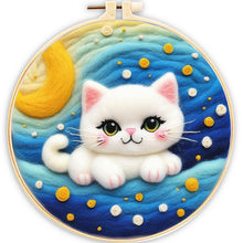 Laden Sie das Bild in den Galerie-Viewer, Nadelfilzen Needle Felting - Katze in einem Meer von Sternen