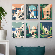 Laden Sie das Bild in den Galerie-Viewer, Mini Malen nach Zahlen 15x20cm (6 Stück) - Mediterrane Träume