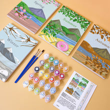 Laden Sie das Bild in den Galerie-Viewer, Mini Malen nach Zahlen 15x20cm (4 Stück) - Frühling Sommer Herbst Winter Kunstset