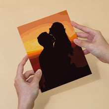 Laden Sie das Bild in den Galerie-Viewer, Mini Malen nach Zahlen 15x20cm (6 Stück) - Romantische Sonnenuntergang-Silhouetten