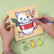 Laden Sie das Bild in den Galerie-Viewer, Mini Malen nach Zahlen 15x15cm (6 Stück) - Weihnachtskatzen in Tassen