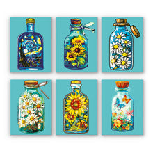 Laden Sie das Bild in den Galerie-Viewer, Mini Malen nach Zahlen 15x20 cm (6 Stück) - Magische Glasflaschen-Serie Figured'Art