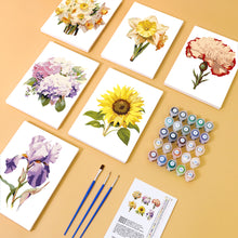Laden Sie das Bild in den Galerie-Viewer, Mini Malen nach Zahlen 15x20cm (6 Stück) - Blumenreise