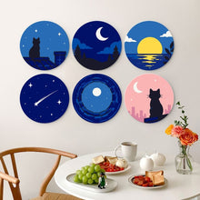 Laden Sie das Bild in den Galerie-Viewer, Mini Serie Malen nach Zahlen - Scheiben Ø20cm (6 Stück) - Träume im Mondlicht