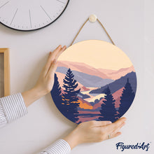 Laden Sie das Bild in den Galerie-Viewer, Malen nach Zahlen auf Holzscheibe - Herbsttal