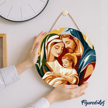 Laden Sie das Bild in den Galerie-Viewer, Malen nach Zahlen auf Holzscheibe - Heilige Familie