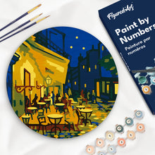 Laden Sie das Bild in den Galerie-Viewer, Malen nach Zahlen Figured'Art – Malen nach Zahlen auf Holzscheibe - Café - Van Gogh
