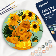Laden Sie das Bild in den Galerie-Viewer, Malen nach Zahlen Figured'Art – Malen nach Zahlen auf Holzscheibe - Van Gogh - Sonnenblumen