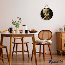 Laden Sie das Bild in den Galerie-Viewer, Malen nach Zahlen auf Holzscheibe - Schädel mit brennender Zigarette  - Van Gogh