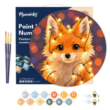 Laden Sie das Bild in den Galerie-Viewer, Malen nach Zahlen auf Holzscheibe - Kleiner Fuchs mit Glühbirnen