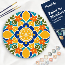Laden Sie das Bild in den Galerie-Viewer, Malen nach Zahlen Figured'Art – Malen nach Zahlen auf Holzscheibe - Zitrus-Mandala