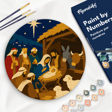 Laden Sie das Bild in den Galerie-Viewer, Malen nach Zahlen Figured'Art – Malen nach Zahlen auf Holzscheibe - Weihnachtskrippe