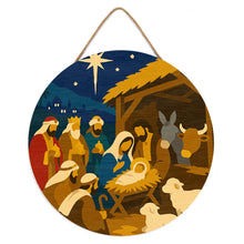 Laden Sie das Bild in den Galerie-Viewer, Malen nach Zahlen auf Holzscheibe - Weihnachtskrippe