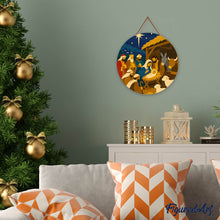 Laden Sie das Bild in den Galerie-Viewer, Malen nach Zahlen auf Holzscheibe - Weihnachtskrippe