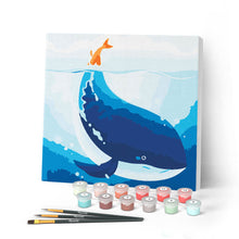 Laden Sie das Bild in den Galerie-Viewer, Mini Malen nach Zahlen mit Rahmen 20x20cm - Blauwal
