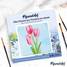 Laden Sie das Bild in den Galerie-Viewer, Mini Malen nach Zahlen mit Rahmen - Tulpen und blauer Himmel