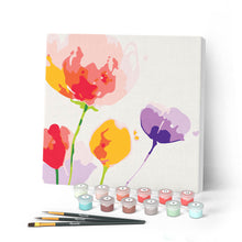 Laden Sie das Bild in den Galerie-Viewer, Mini Malen nach Zahlen mit Rahmen 20x20cm - Bunte Blumen