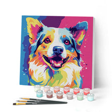 Laden Sie das Bild in den Galerie-Viewer, Mini Malen nach Zahlen mit Rahmen - Abstrakter Pop Art Hund