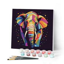 Laden Sie das Bild in den Galerie-Viewer, Mini Malen nach Zahlen mit Rahmen - Abstrakter Pop Art Elefant