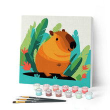 Laden Sie das Bild in den Galerie-Viewer, Mini Malen nach Zahlen mit Rahmen - Tropisches Capybara