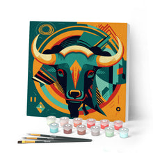 Laden Sie das Bild in den Galerie-Viewer, Mini Malen nach Zahlen mit Rahmen - Abstrakter Art-Deco-Stier