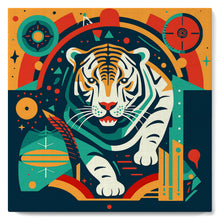 Laden Sie das Bild in den Galerie-Viewer, Mini Malen nach Zahlen mit Rahmen - Abstrakter Art-Deco-Tiger