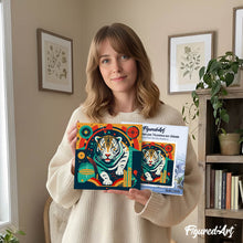 Laden Sie das Bild in den Galerie-Viewer, Mini Malen nach Zahlen mit Rahmen - Abstrakter Art-Deco-Tiger