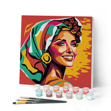 Laden Sie das Bild in den Galerie-Viewer, Mini Malen nach Zahlen mit Rahmen - Exotische Dame Pop Art