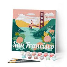 Laden Sie das Bild in den Galerie-Viewer, Mini Malen nach Zahlen mit Rahmen - Reiseplakat San Francisco