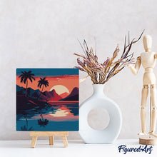 Laden Sie das Bild in den Galerie-Viewer, Mini Malen nach Zahlen mit Rahmen - Das Meer und der Sonnenuntergang