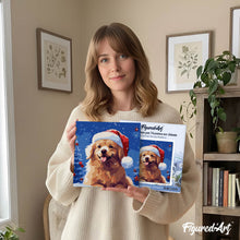 Laden Sie das Bild in den Galerie-Viewer, Mini Malen nach Zahlen mit Rahmen - Hund im Schnee zu Weihnachten