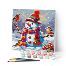 Laden Sie das Bild in den Galerie-Viewer, Mini Malen nach Zahlen mit Rahmen - Schneemann und Vögel