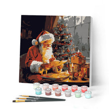 Laden Sie das Bild in den Galerie-Viewer, Mini Malen nach Zahlen mit Rahmen - Weihnachtsmann beim Lesen