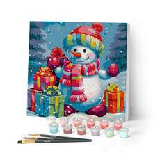 Laden Sie das Bild in den Galerie-Viewer, Mini Malen nach Zahlen mit Rahmen - Schneemann und Geschenke