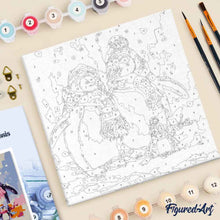 Laden Sie das Bild in den Galerie-Viewer, Mini Malen nach Zahlen mit Rahmen - Pinguinfamilie im Schnee