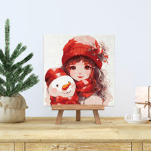 Laden Sie das Bild in den Galerie-Viewer, Mini Malen nach Zahlen mit Rahmen - Hübsches Mädchen und Schneemann