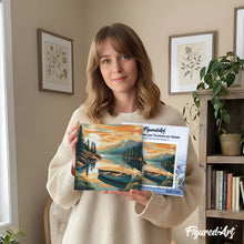 Laden Sie das Bild in den Galerie-Viewer, Mini Malen nach Zahlen mit Rahmen - Bergsee mit Kanu