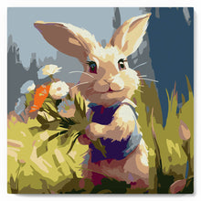 Laden Sie das Bild in den Galerie-Viewer, Mini Malen nach Zahlen mit Rahmen - Hase und Wildblumen