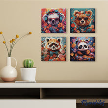 Laden Sie das Bild in den Galerie-Viewer, Mini Malen nach Zahlen mit Rahmen - Fantasie-Bär und Blumen