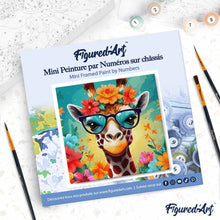 Laden Sie das Bild in den Galerie-Viewer, Mini Malen nach Zahlen mit Rahmen - Fantasie-Giraffe und Blumen