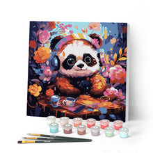 Laden Sie das Bild in den Galerie-Viewer, Mini Malen nach Zahlen mit Rahmen - Fantasie-Panda und Blumen