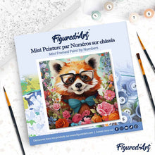 Laden Sie das Bild in den Galerie-Viewer, Mini Malen nach Zahlen mit Rahmen - Fantasie-Roter Panda und Blumen